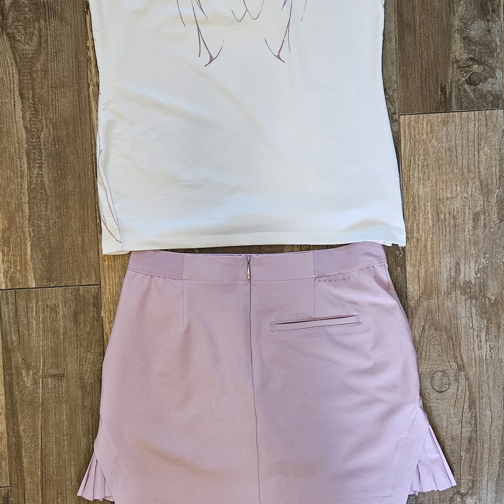 Women's White Sleeveless Golf Top & Light Pink Skort Set - Picture 6 of 7
